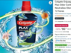 Colgate Enjuague Bucal Plax Odor Control 1L Neutraliza Olores durante 12 horas