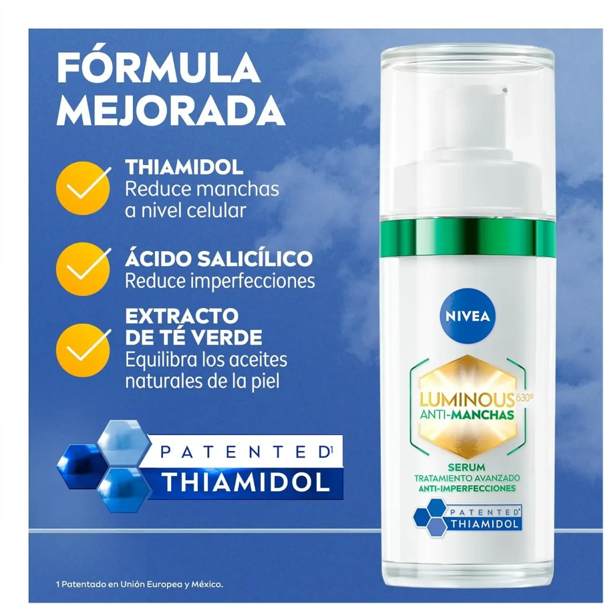 NIVEA LUMINOUS630 Anti-manchas Serum Facial Anti-imperfecciones (30 ml) - Con Ácido Hialurónico, Ácido Salicílico y Extracto de Té Verde, para una Piel Uniforme, Suave y matificada.