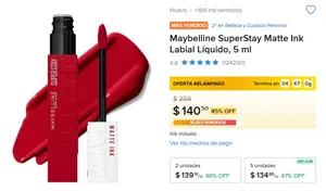 Maybelline SuperStay Matte Ink Labial Líquido, 5 ml