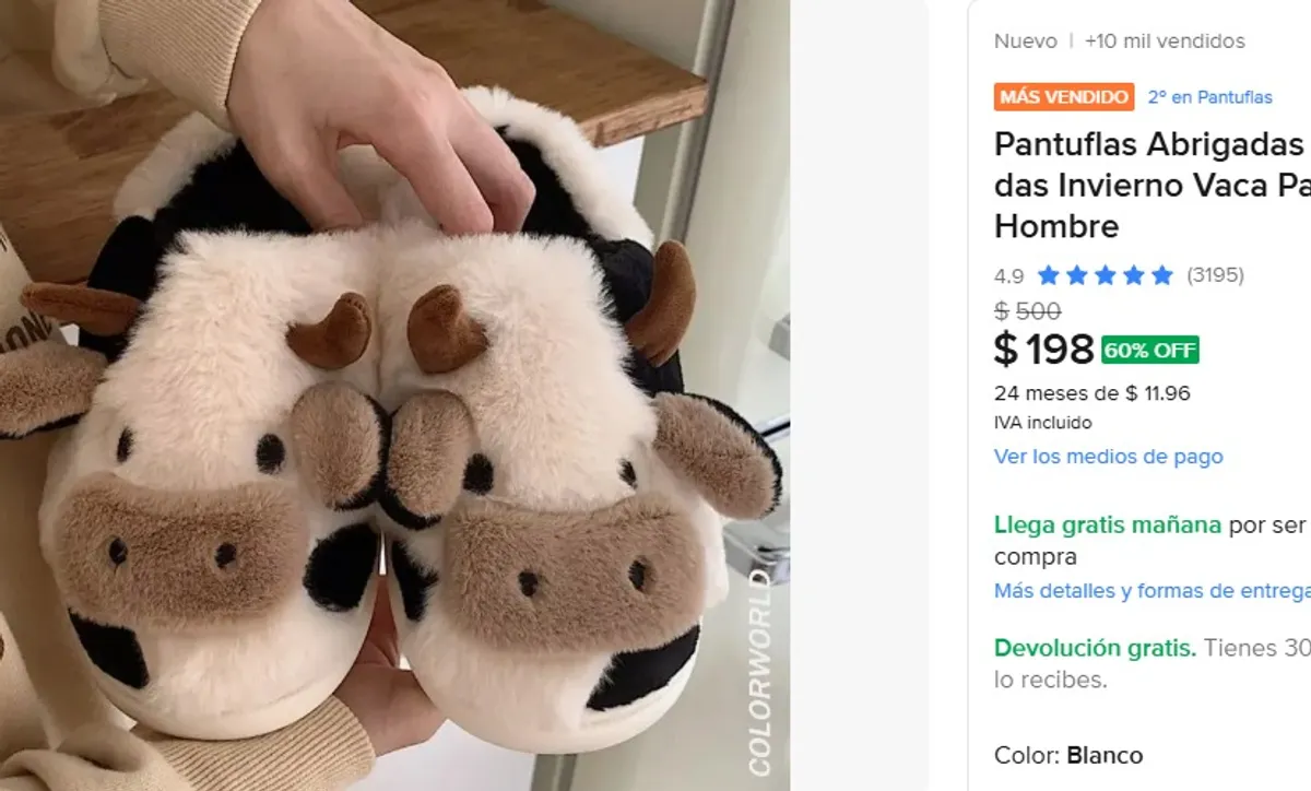 Pantuflas Abrigadas Cómodas Invierno Vaca Para Mujer Hombre