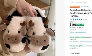 Pantuflas Abrigadas Cómodas Invierno Vaca Para Mujer Hombre