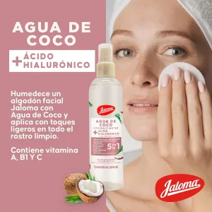 Jaloma | Agua de Coco con Ácido Hialurónico, Tónico Facial, 250ml