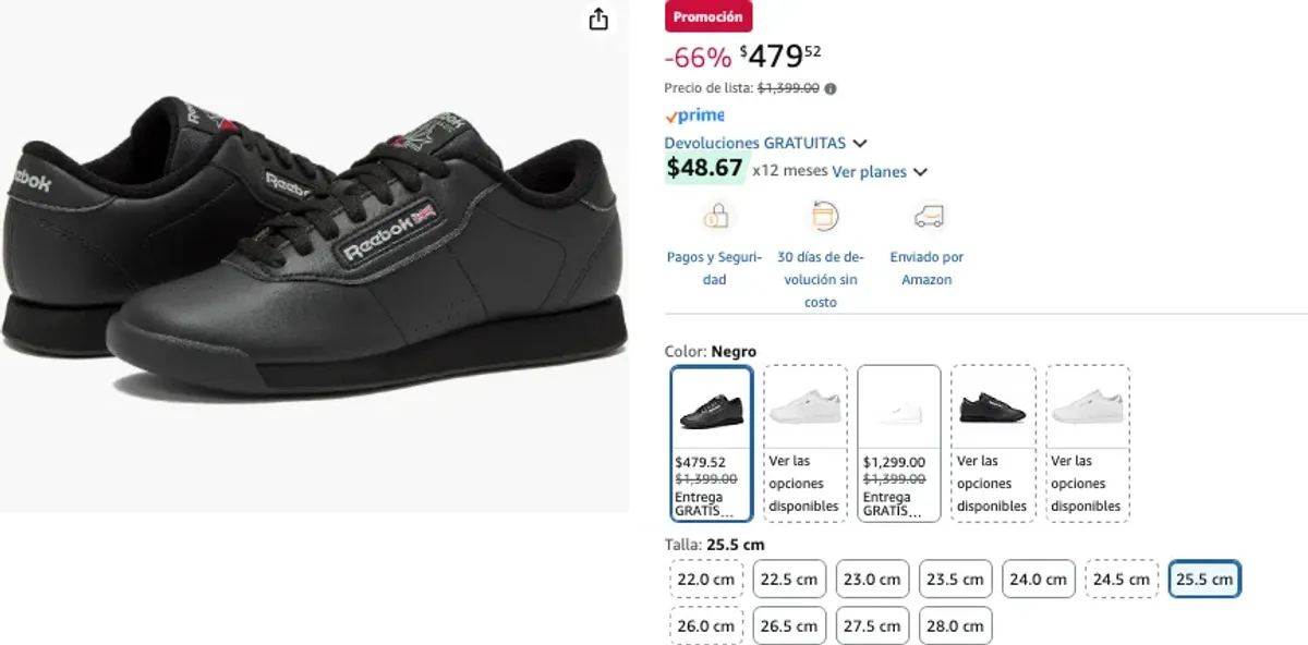ULTRA OFERTÓOON TALLA 25.5 - Reebok Princess Tenis para Mujer