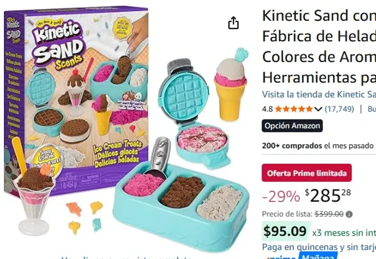 Kinetic Sand con Aroma, Set de Juego Fábrica de Helados y Postres con 3 Colores de Aroma Natural con Aroma y 6 Herramientas para Servir