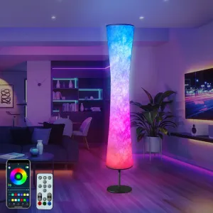 Lámpara de pie LED inteligente, lámpara de estado de ánimo RGB, lámpara de pie de esquina con sincronización de música, cambio de color, aplicación y control remoto, lámpara de pie para dormitorio