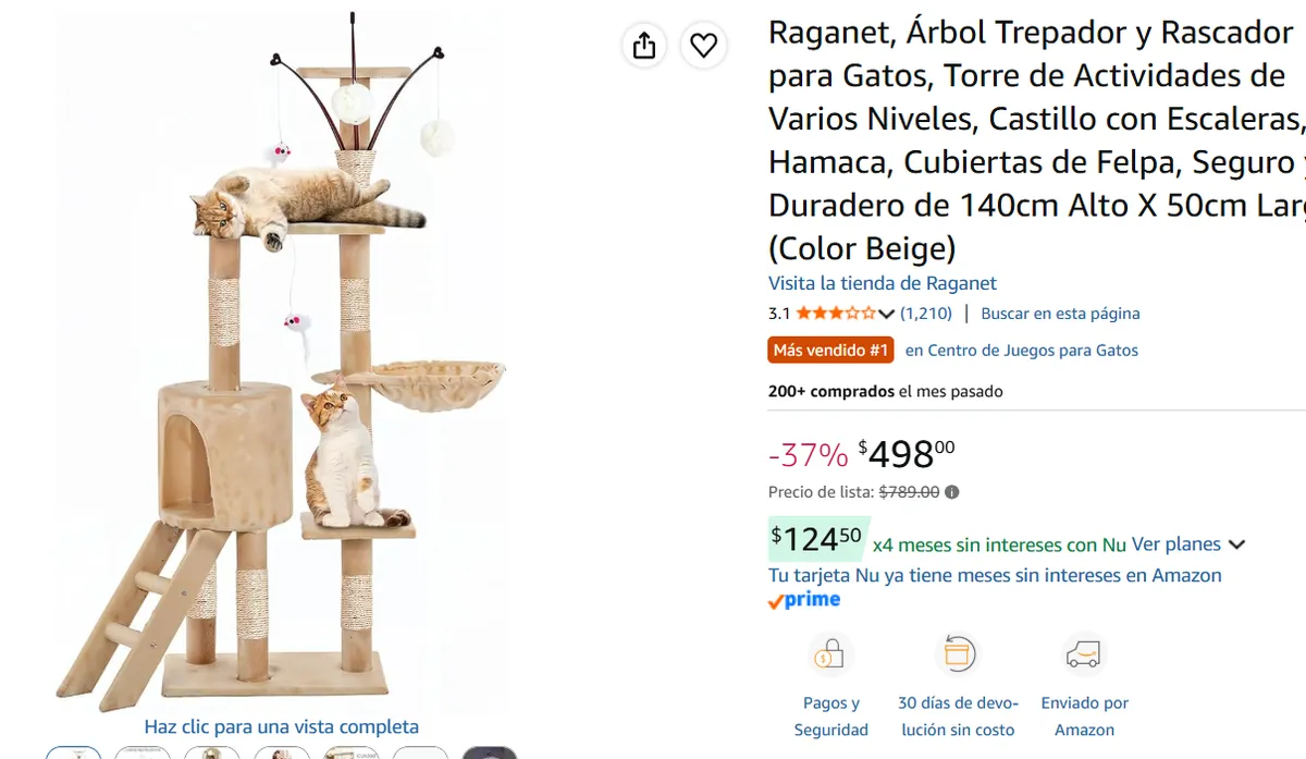 Árbol Trepador y Rascador para Gatos