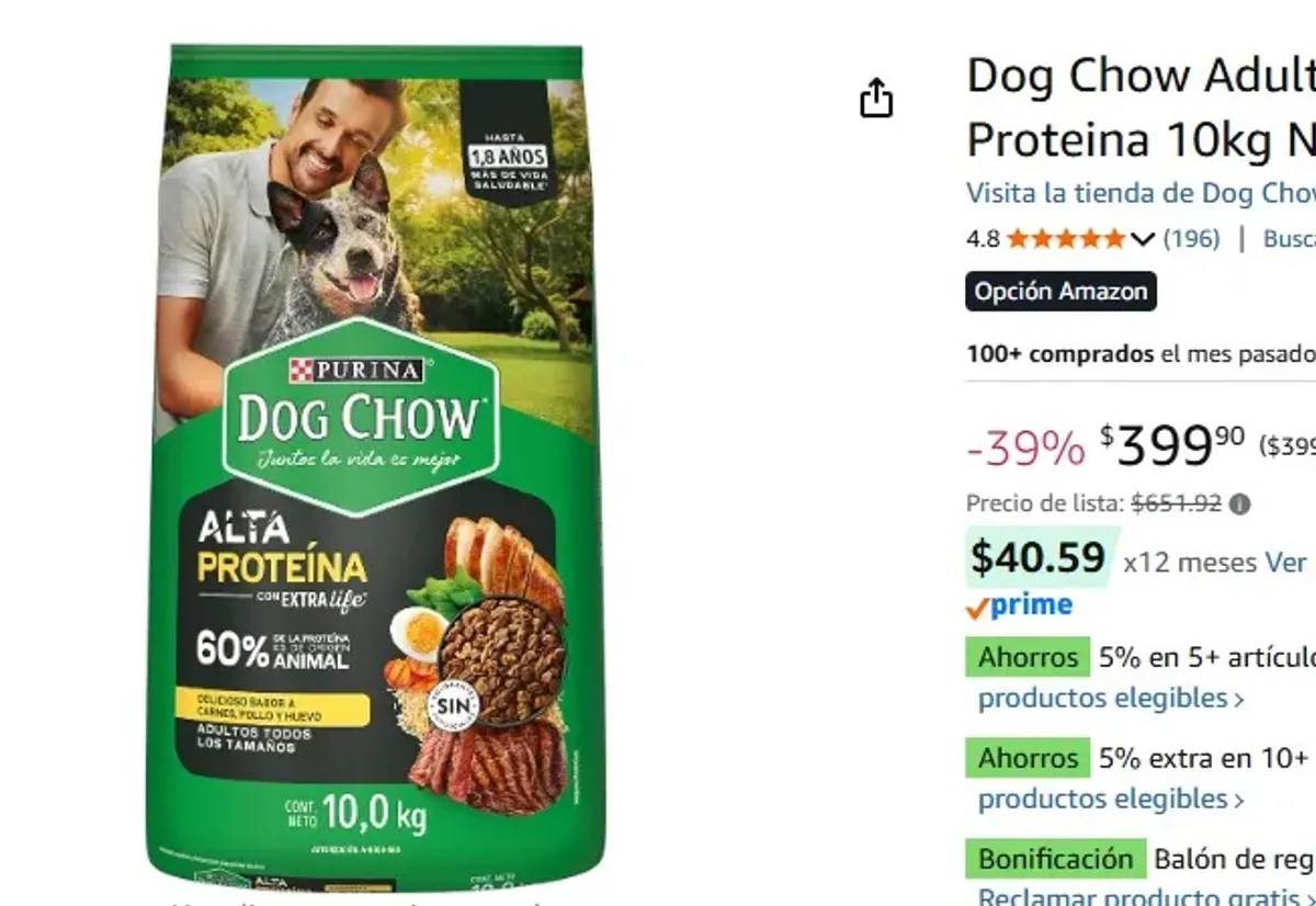 Dog Chow Adulto Alta Proteina 10kg N1 MX