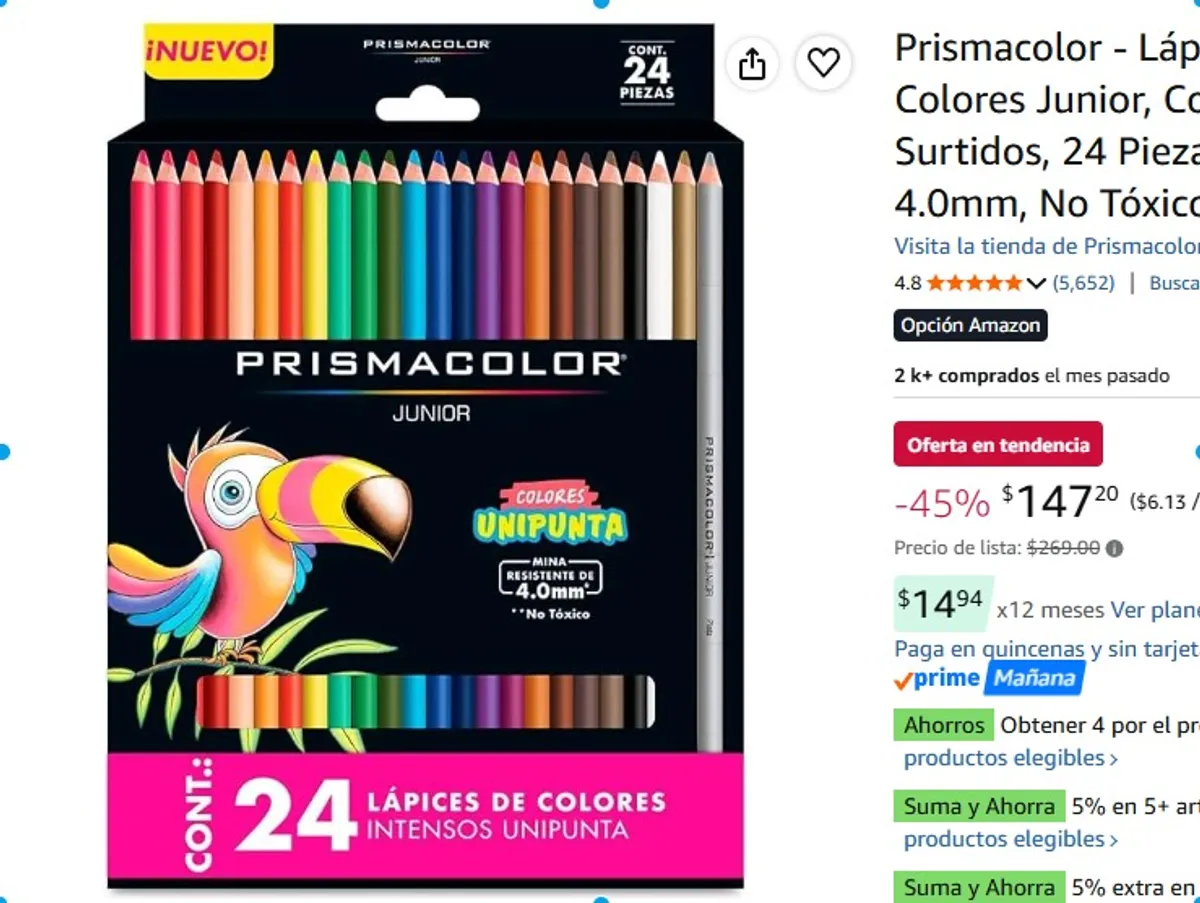 Prismacolor - Lápices de Colores Junior, Colores Surtidos, 24 Piezas, 4.0mm, No Tóxicos