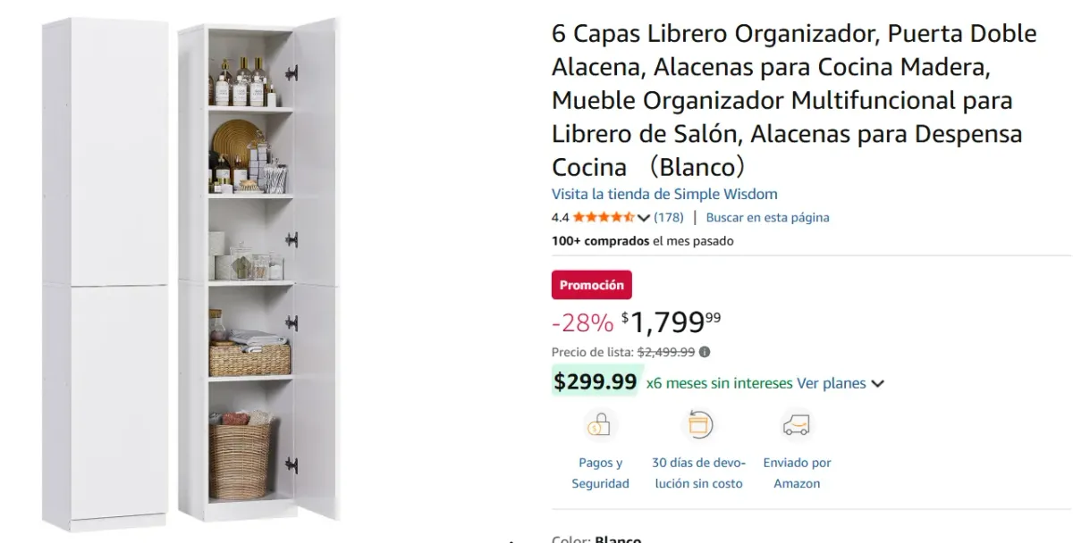 Librero Organizador, Puerta Doble Alacena, 