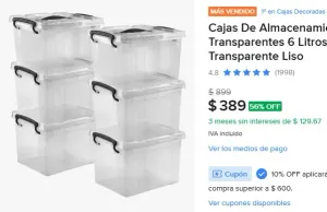 Cajas De Almacenamiento 6pz Transparentes 6 Litros Ag Box Transparente Liso