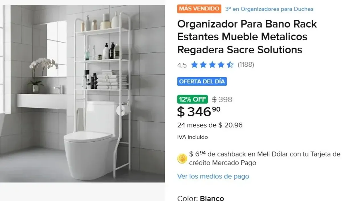 QUE TODO QUEPA EN EL BAÑO!!! RACK A SOLO 346!!! Organizador Para baño   