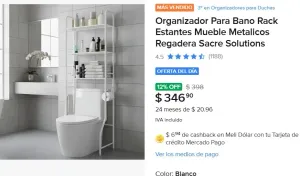 QUE TODO QUEPA EN EL BAÑO!!! RACK A SOLO 346!!! Organizador Para baño   