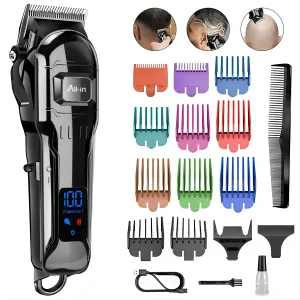 All-in® Maquina Para Cortar Cabello Cortadora De Pelo Profesional Inalámbrica Recargable Kit Completo Trimmer Color Negro