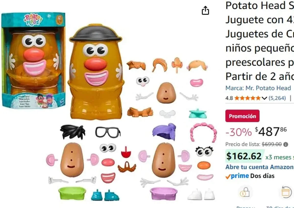 Potato Head Súper Papa, Set de Juguete con 42 Partes y Piezas, Juguetes de Creatividad para niños pequeños, Juguetes preescolares para niños y niñas a Partir de 2 años