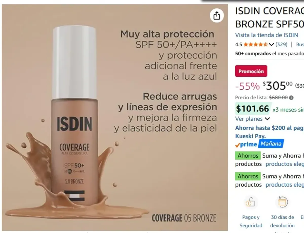 ISDIN COVERAGE 5 BRONZE SPF50 30ML