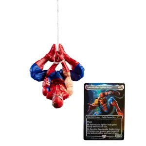Marvel Legends Series, Magic: The Gathering, Hombre Araña con daños de Batalla, Figura de 15 cm con Carta Exclusiva Metalizada de colección