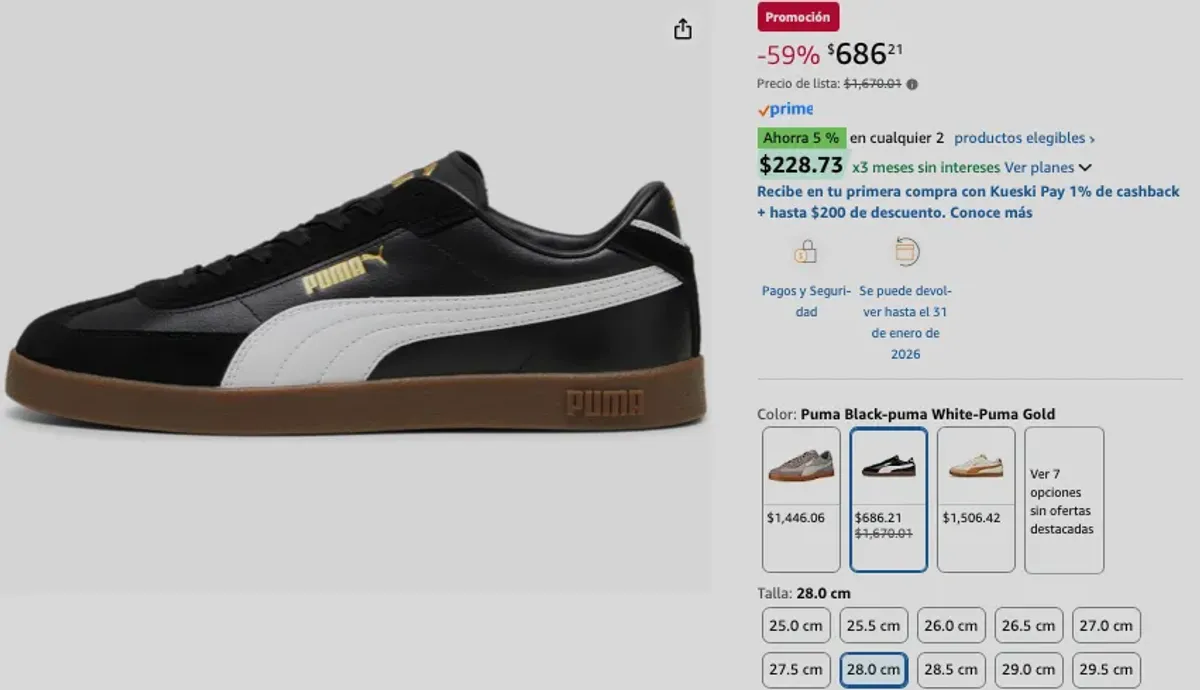 TALLA 28 - PUMA Club II Era para Hombre