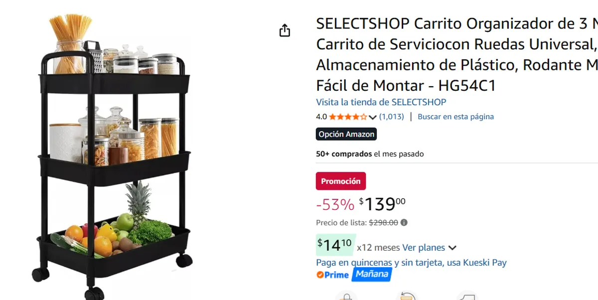 Carrito Organizador de 3 Niveles