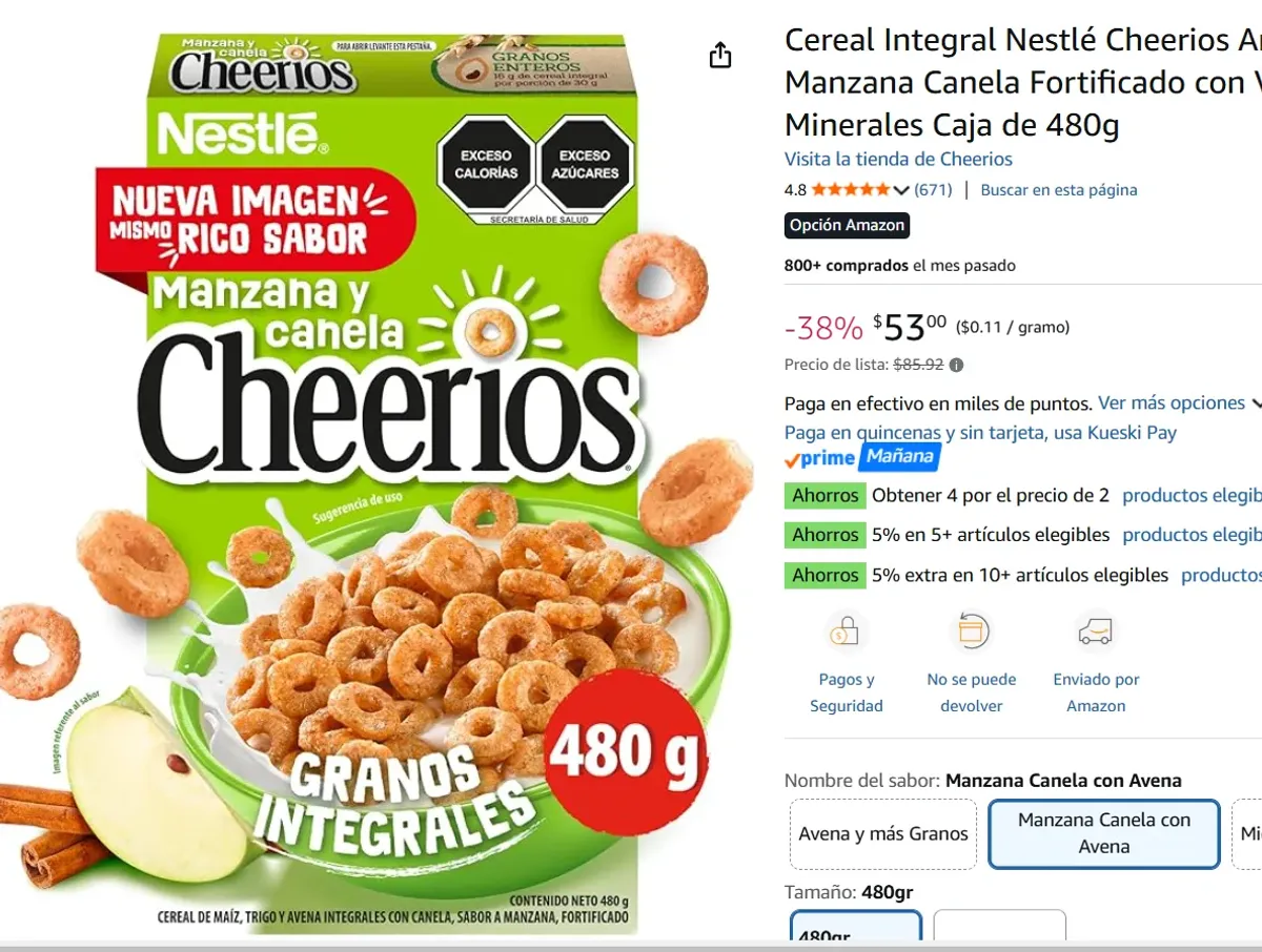 Cheerios Sabor Manzana Canela 
