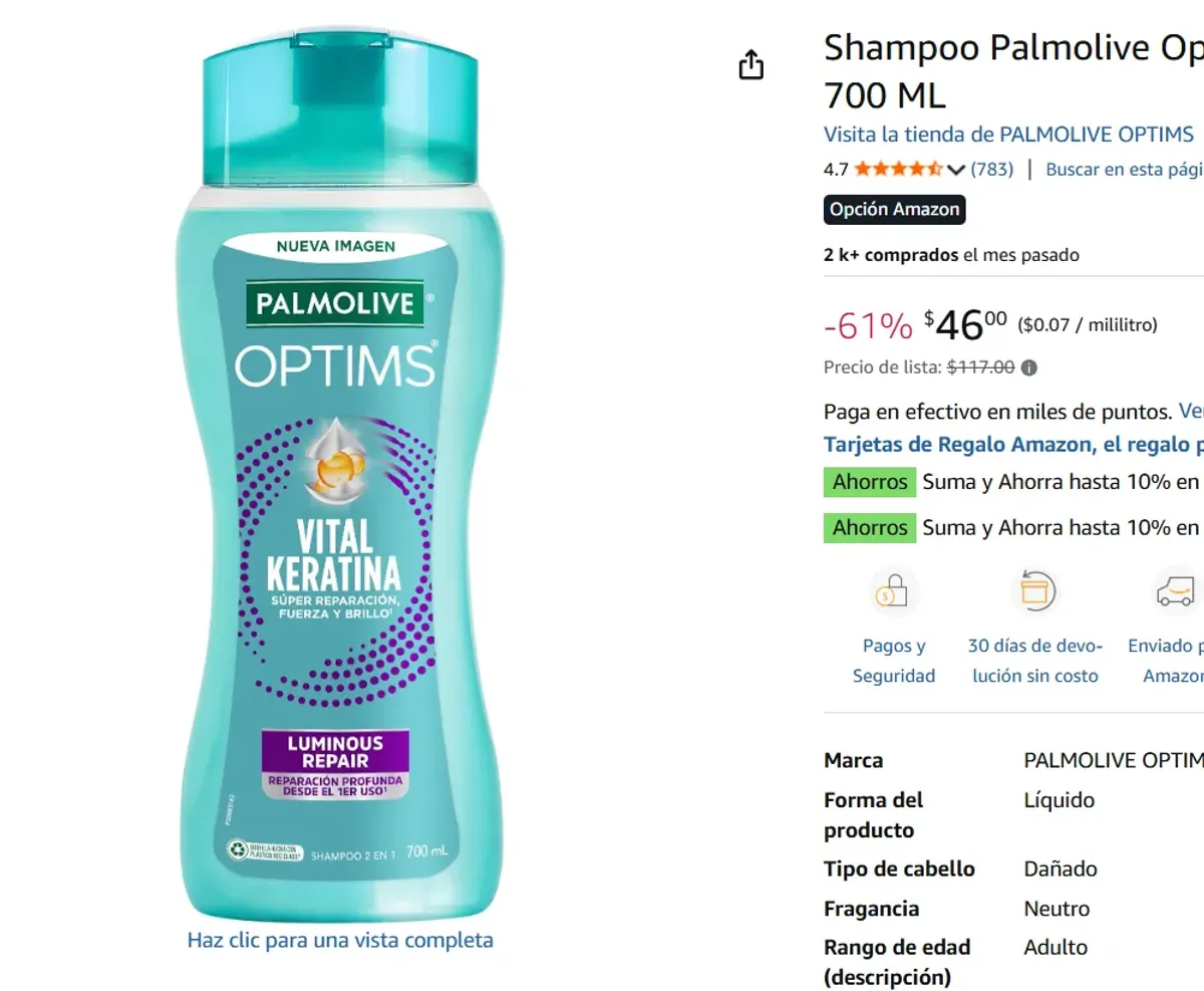 Shampoo Optims 700 ML
