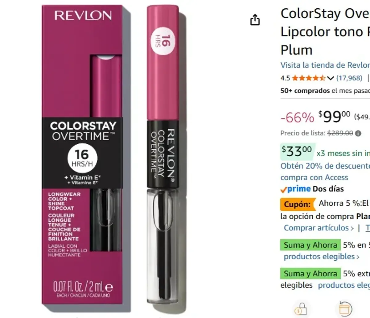 ColorStay Overtime Lipcolor tono Perennial Plum