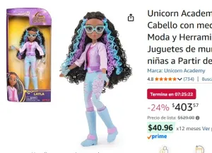 Unicorn Academy, muñeca de Layla con Cabello con mechas, 5 Accesorios de Moda y Herramienta de Peinado, 24 cm, Juguetes de muñecas y Unicornios para niñas a Partir de 4 años