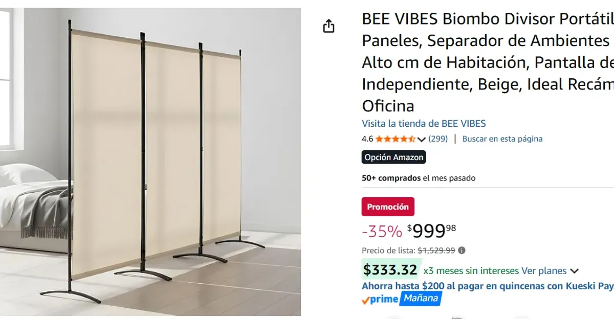 Biombo Divisor Portátil 3 Paneles