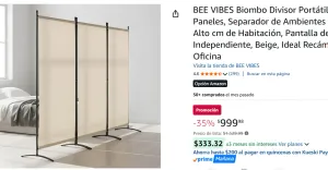 Biombo Divisor Portátil 3 Paneles