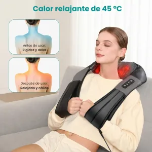 Shiatsu Masajeador de cuello y espalda con calor relajante, Nekteck Electric Deep Tissue 3D Almohada de masaje para hombros, piernas, alivio del dolor muscular corporal, hogar, oficina y uso en coche
