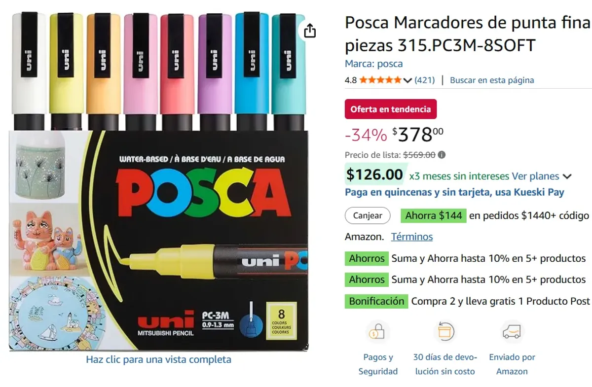 Marcadores de punta fina - Colores Pastel, 8 piezas 