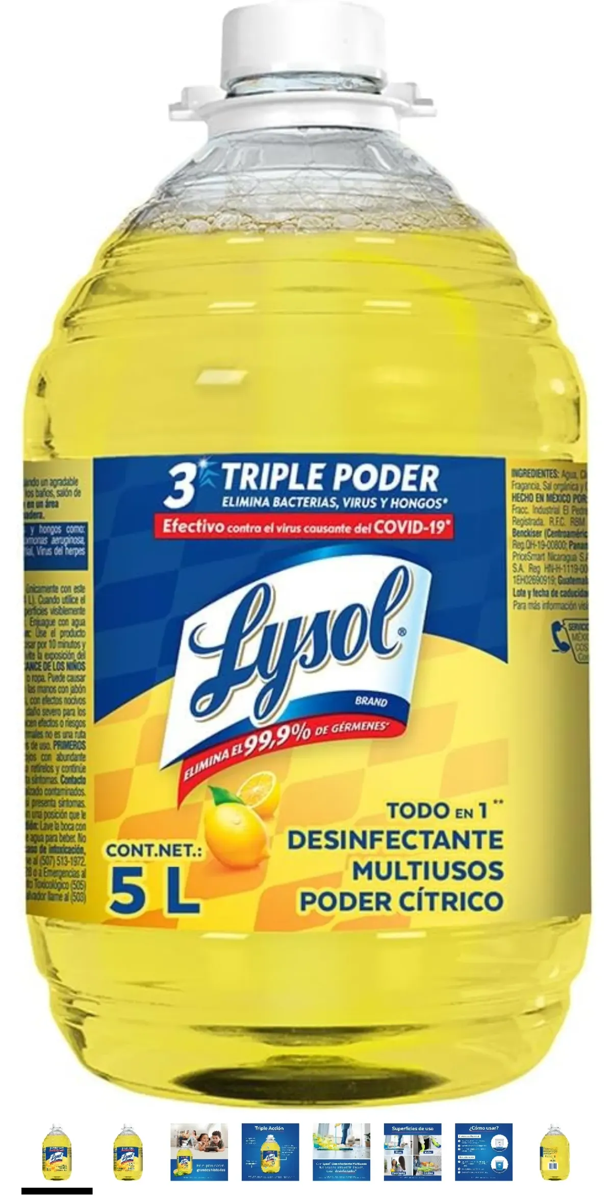 Lysol Limpiador Desinfectante Multiusos, Aroma Citrus, 5L