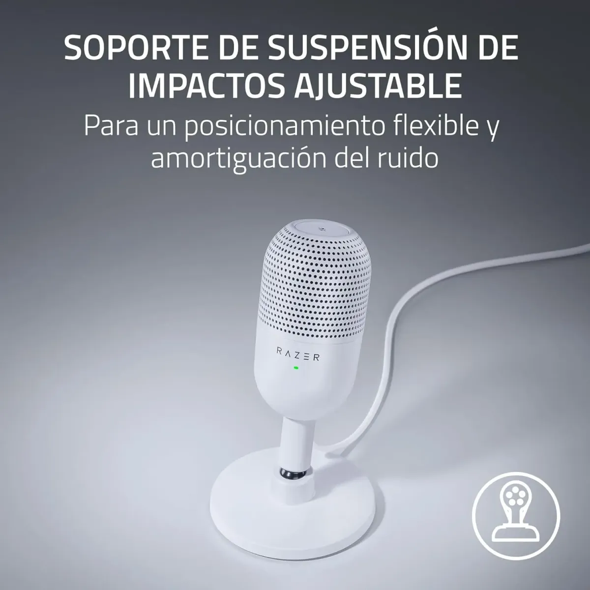 Razer Seiren V3 Mini Micrófono USB: Micrófono De Condensador - Supercardioide - Sensor De Toque para Silenciar con Indicador LED - Amortiguador - Compacto - PC, Discord, OBS Studio, XSplit - Blanco