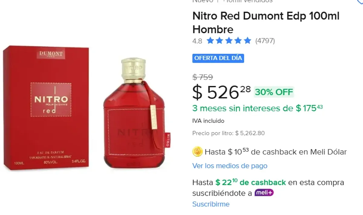 Nitro Red Dumont Edp 100ml Hombre