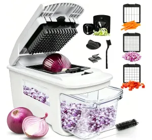Picador Safeslicer Cortador y Rallador de Verduras con con 1.5L Gran capacidad 5 Cuchillas multifuncional picador manuall