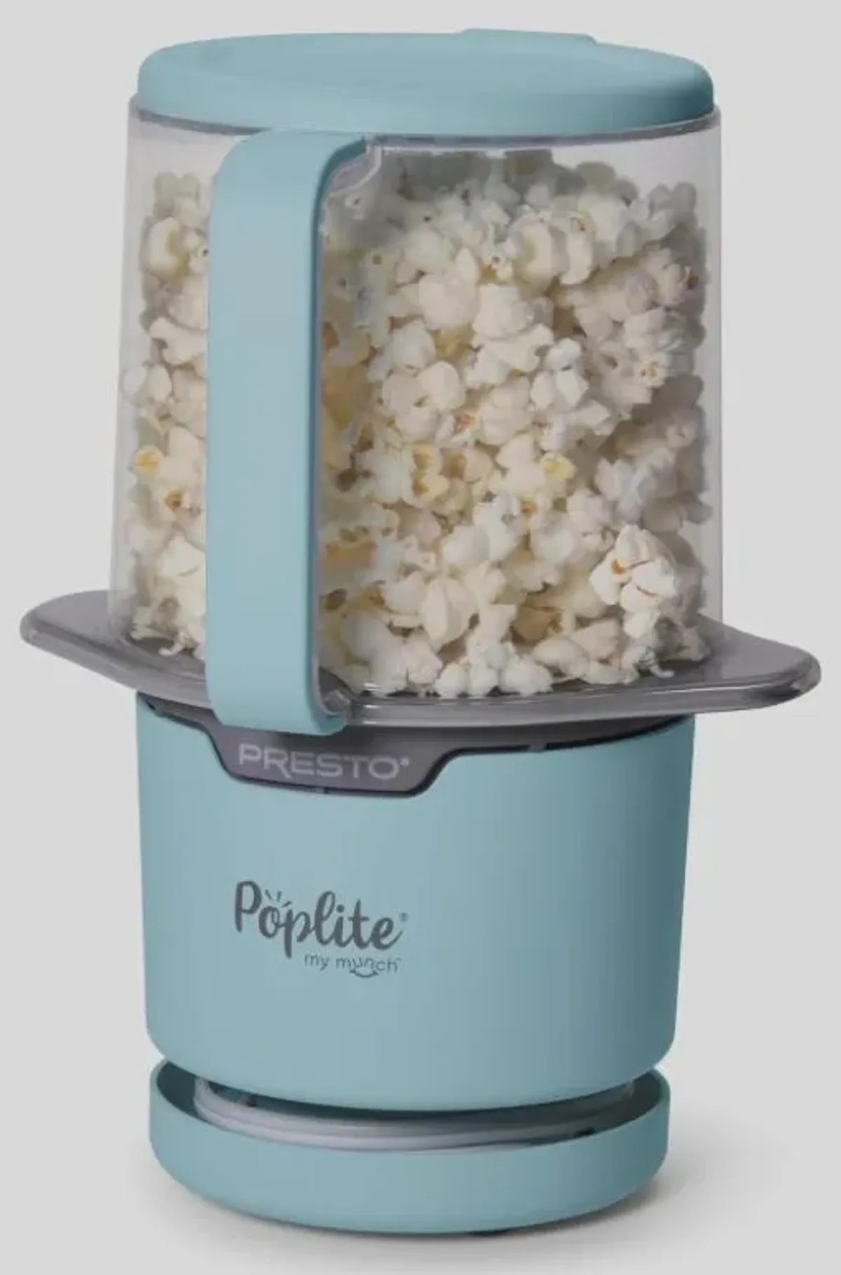 Presto 04811 PopLite My Munch Hot Air Popcorn Popper – Tamaño personal, tazón integrado para servir, diseño compacto, 8 tazas, azul