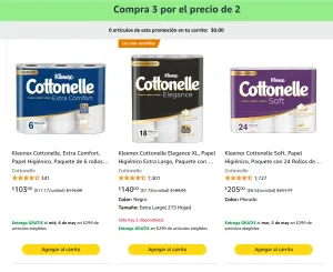 Papel de baño 3x2