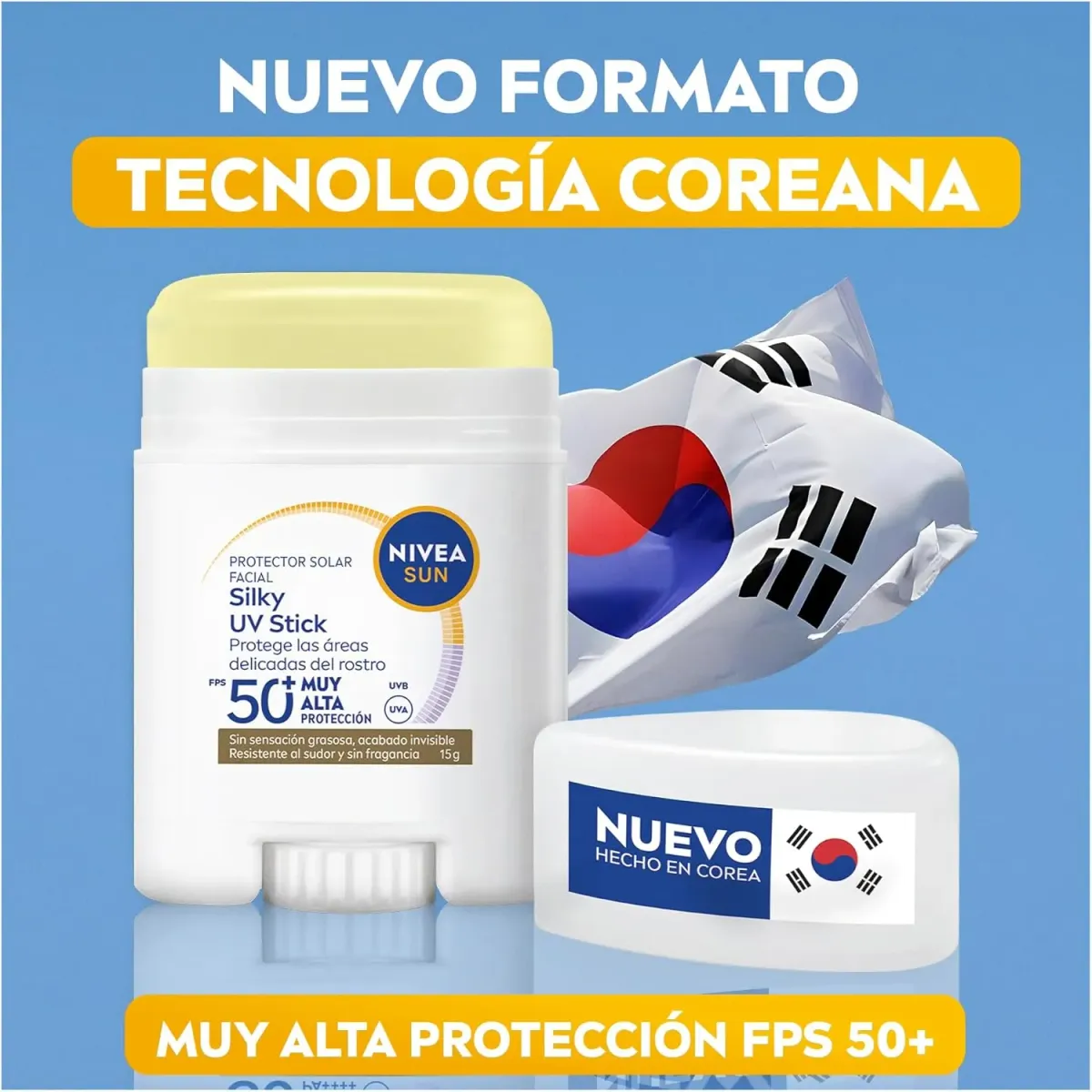 Silky UV Stick NIVEA SUN Protector Solar Facial en Barra FPS50+ Acabado invisible 15g