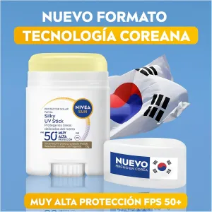 Silky UV Stick NIVEA SUN Protector Solar Facial en Barra FPS50+ Acabado invisible 15g