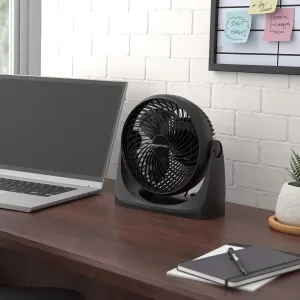 Amazon Basics Ventilador, Ventilador de escritorio para dormitorio, hogar y oficina, con cabezal inclinable 90 grados, 3 velocidades, ligero (1,36 kg), 35 W, negro, 28,1 cm x 16,0 cm x 27,6 cm