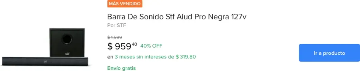 Barra de sonido STF ALUD PRO negra 127V