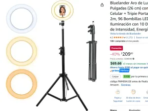 Aro de Luz LED (26 cm) con Soporte de Celular 