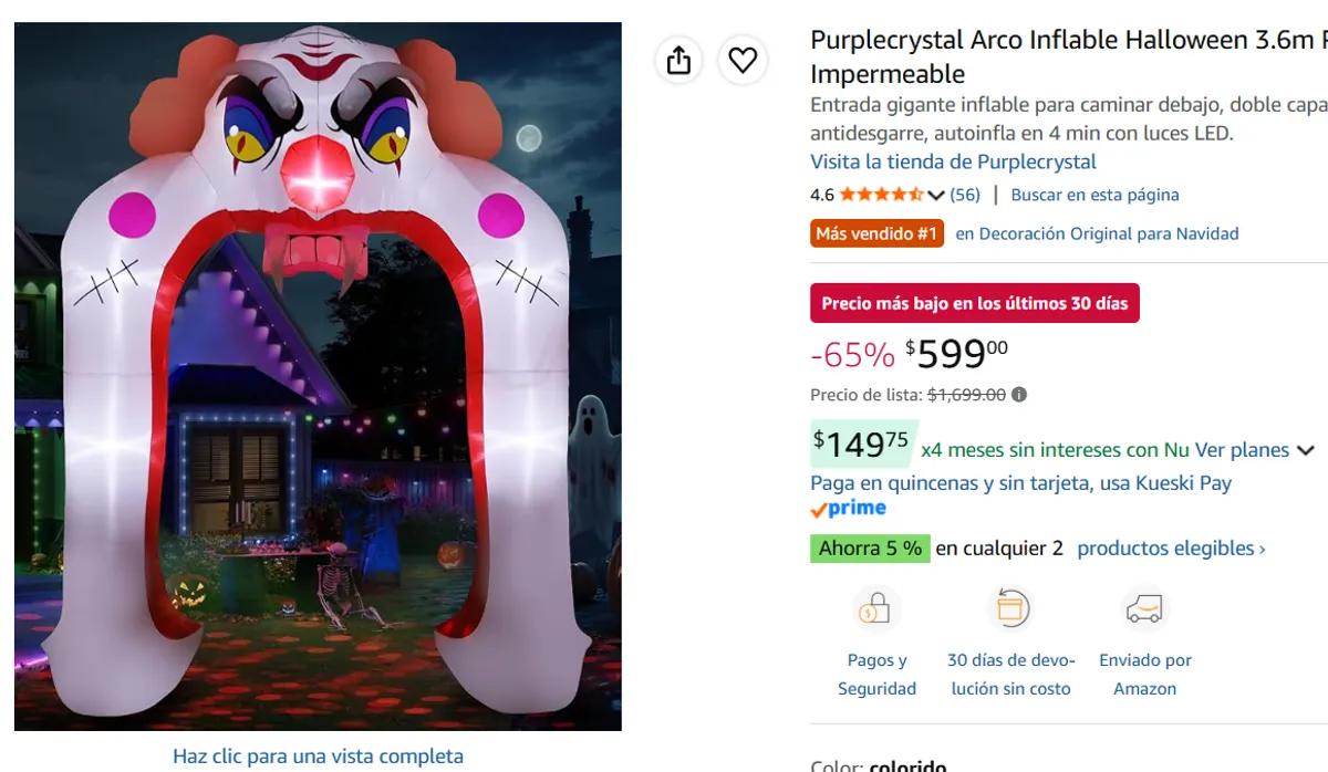 Arco Inflable Halloween 3.6m Payaso 