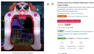 Arco Inflable Halloween 3.6m Payaso 