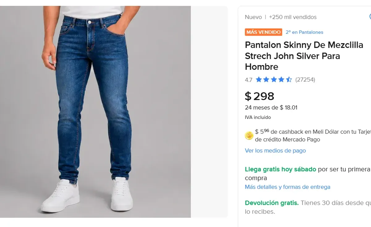 Pantalon Skinny De Mezclilla 