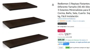 3 Repisas Flotantes de Madera 