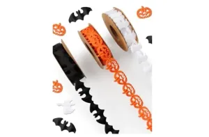  3 rollos de cintas de Halloween de 15 yardas, color negro, blanco, naranja, Halloween, calabaza, murciélago, fantasma, adornos para decoración de fiestas