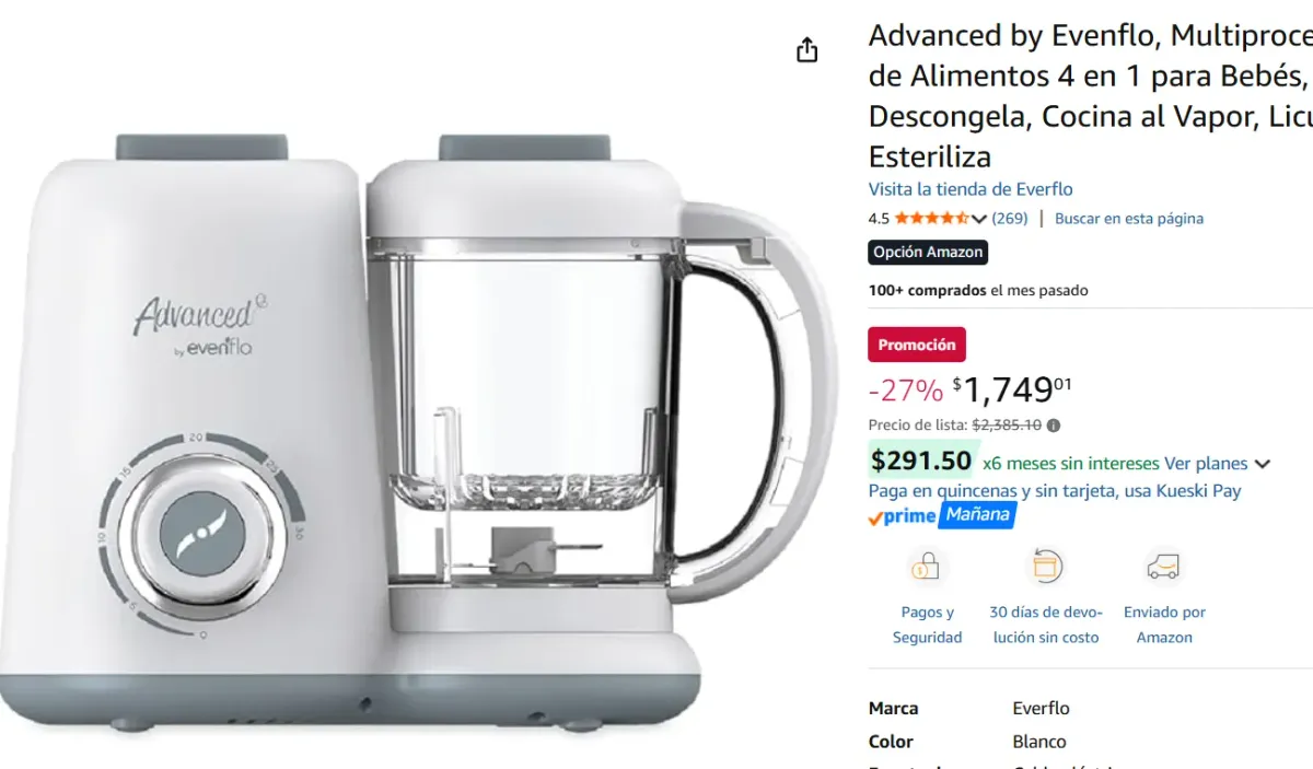 Multiprocesador de Alimentos 4 en 1 para Bebés