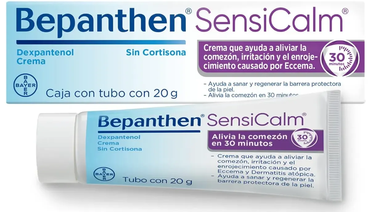 Bepanthen Sensicalm Crema Hidratante, Ayuda a Sanar y Regenerar la Barrera Protectora de la Piel, Crema que Alivia la Comezón en 30 Minutos, 20g