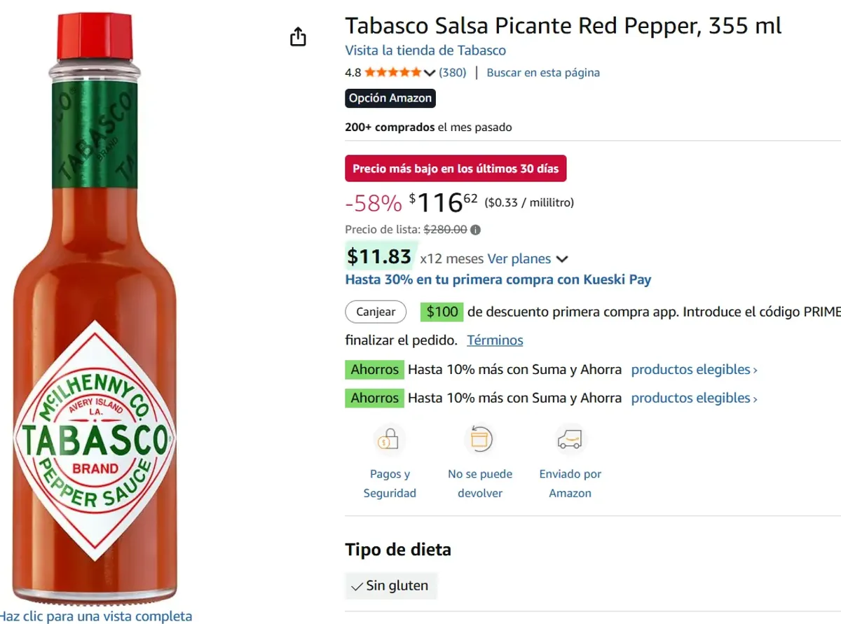 Salsa Picante Red Pepper, 355 ml