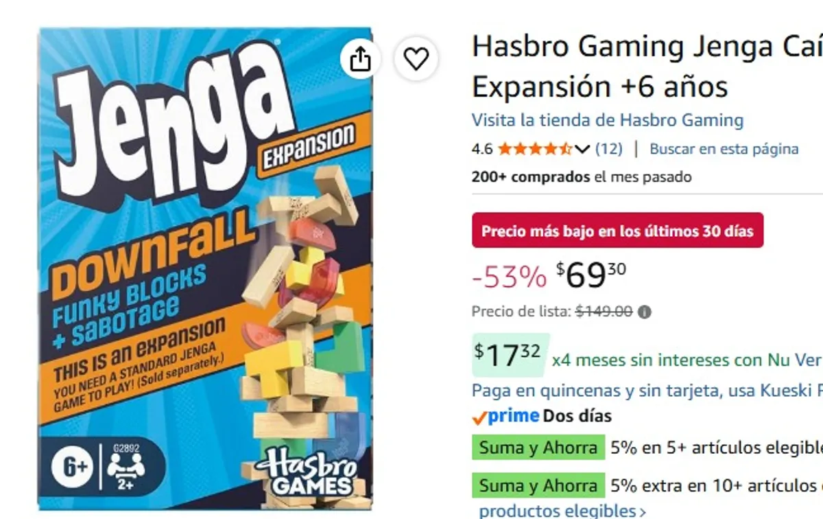 Hasbro Gaming Jenga Caída Libre Expansión +6 años